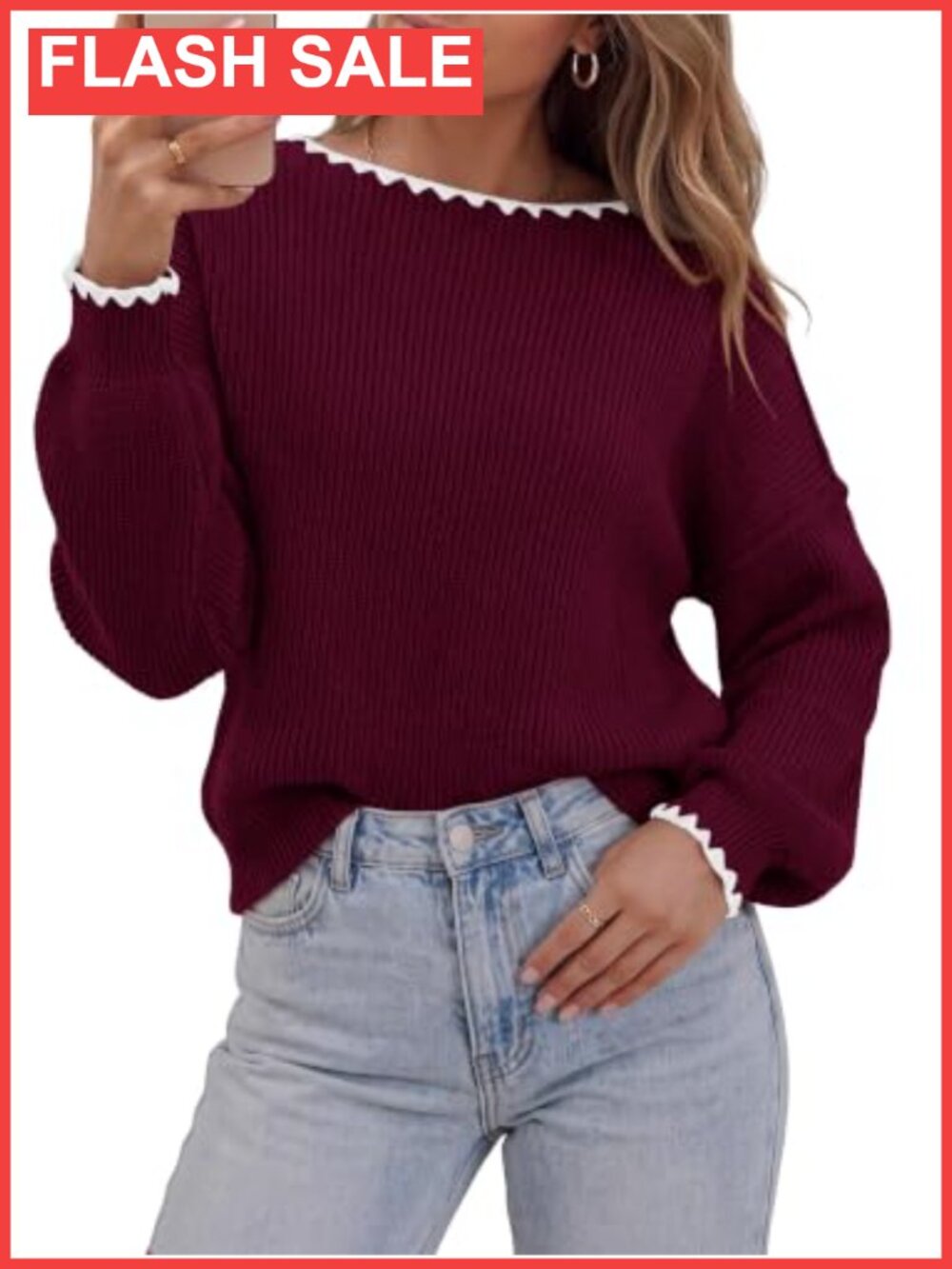 Womens Oversized Ribbed Knit Long Sleeve Sweater Pullover Casual
